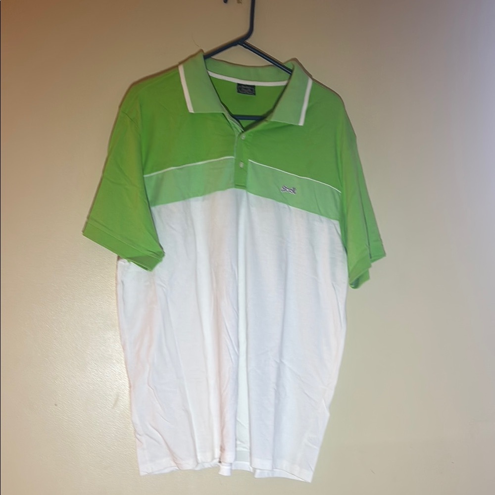 Le Tigre Vintage Men’s Green and White Polo Shirt 2XL XXL